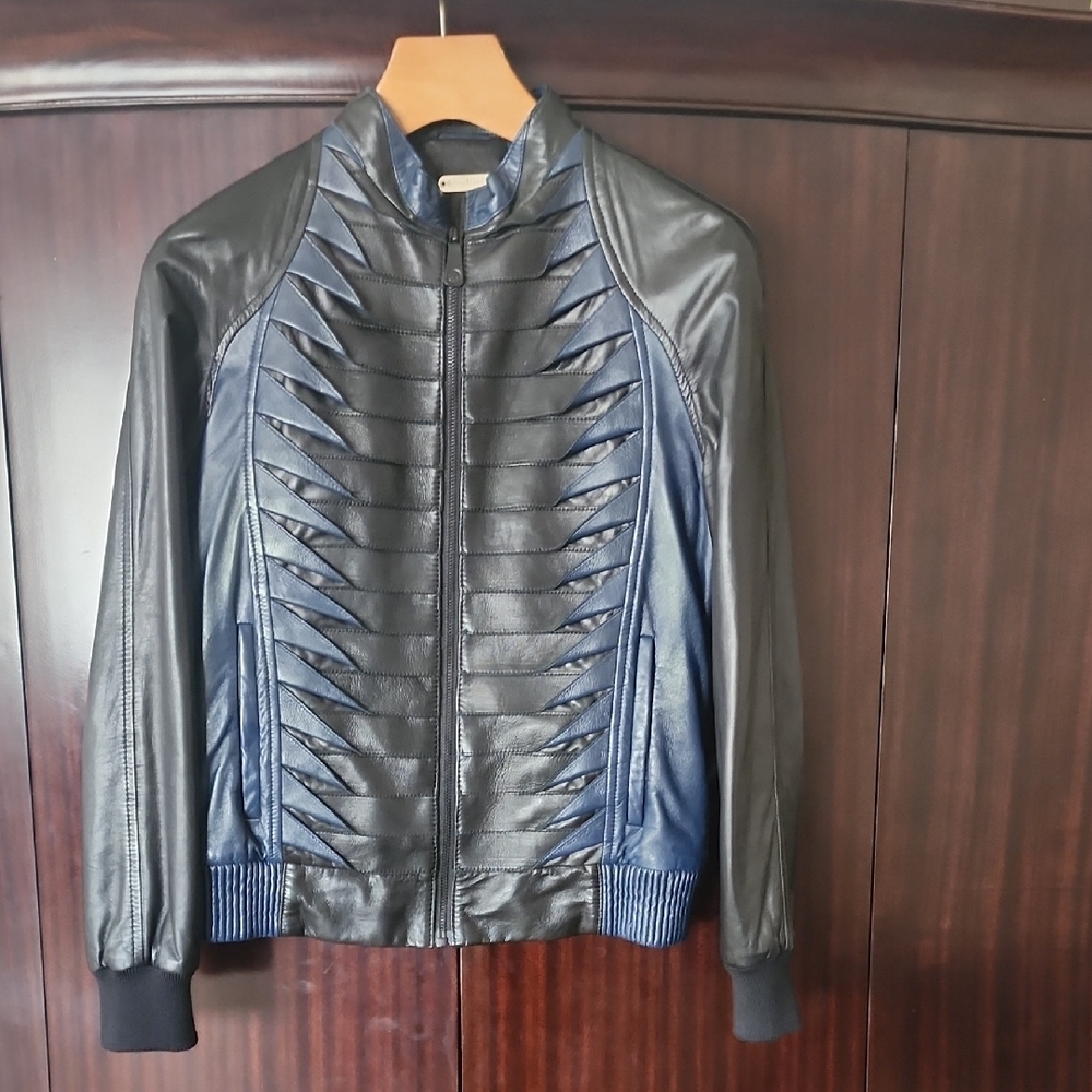 Elegant Black and Navy Bomber Jacket